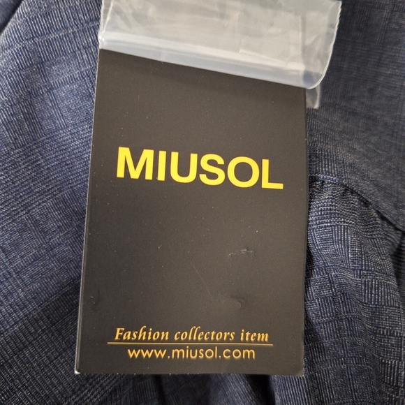 Musol “NEW” Blue Gray Preppy 3/4 Sleeves Pin Up Retro Pleated Midi Dress Size M - Picture 9 of 11